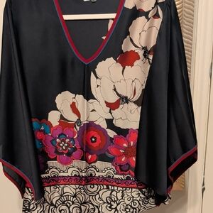 Trina Turk Black Floral Blouse